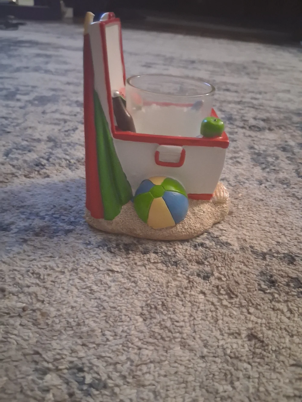 Seaside Treasure Chest Votive Holder in White & Red